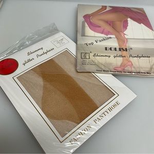 VINTAGE BOLISH OS Panty Hose Lot of 2 Shimmy Nylon Tan-ish ( 1/2 ) BRAND NEW!